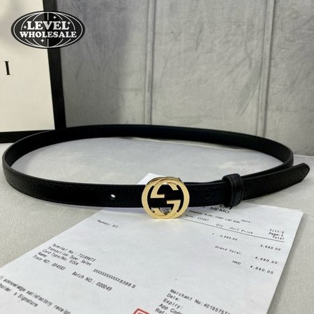 Gucci Thin Black Belt 2.0cm