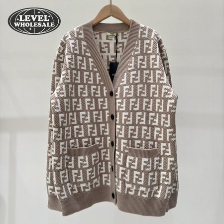 Fendi Knitting Cardigan Sweater Brown