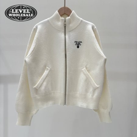 Prada Turtleneck Zip-up Wool Coat