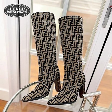 Fendi Cut High-Heeled FF Chenille Boots 35-43