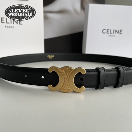 Celine Triomphe Arc De Triomphe Buckle Calfskin Belt 2.5cm