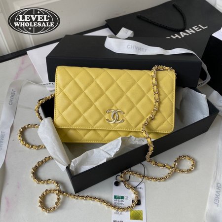 Chanel Classic Wallet On Chain Patent Lambskin & Gold-Tone Metal Yellow