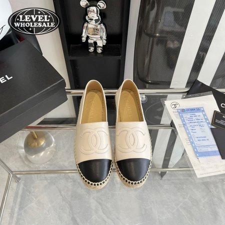 Chanel Lambskin Espadrilles 37 White Black Size 35-40