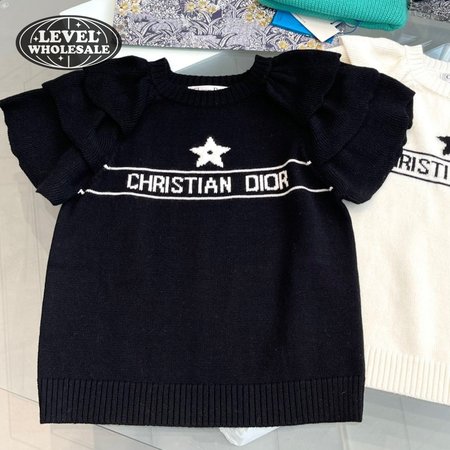 Dior Sweater With Ruffles Black Cashmere Knit With Signature