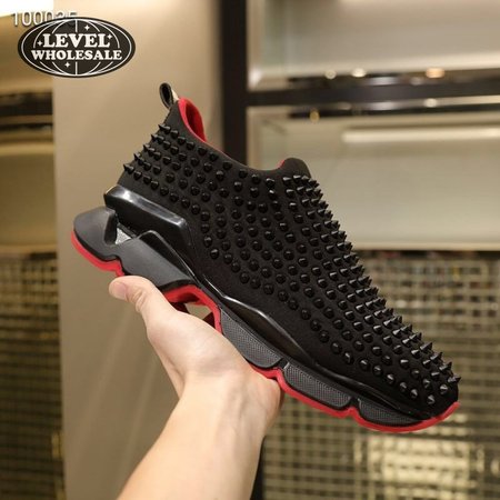 Christian Louboutin Spike Sock Black Red Sneaker