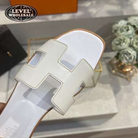 Hermes Oran Sandal Blanc Box Calfskin Leather