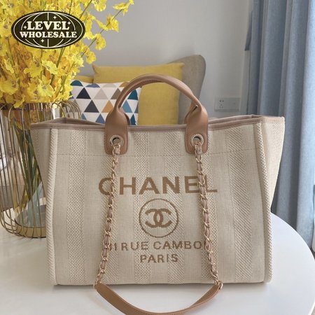 Chanel Deauville Tote Large Light Beige