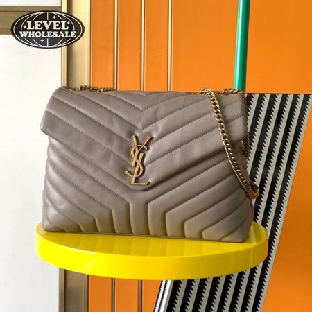 Saint Laurent Loulou Small Quilted Leather Shoulder Bag In Taupe