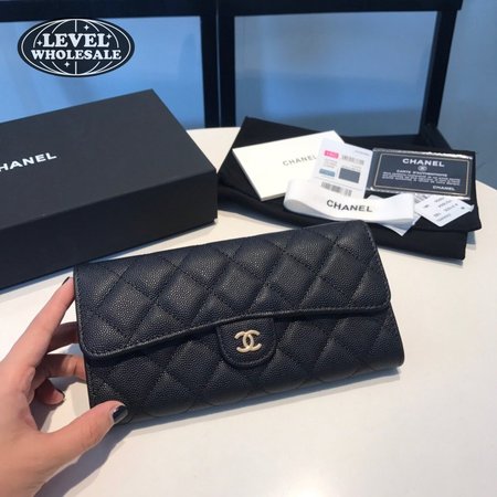Chanel Flap Gusset Wallet Quilted Diamond Large Black
