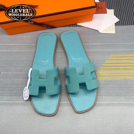 Hermes Oran Sandal Bleu Pinede Box Calfskin Leather