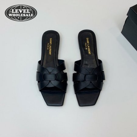 Saint Laurent Tribute Mules In Smooth Leather Sandal