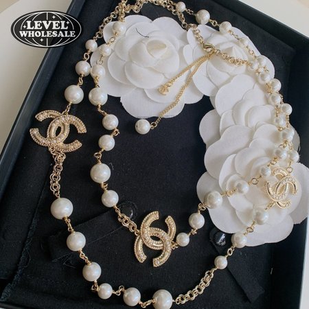 Chanel Gold CC Scatter Pearl Long Necklace