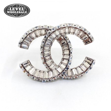 Chanel Strass CC Brooch Silver