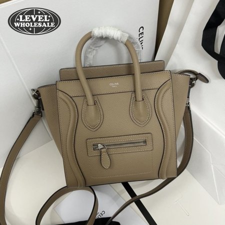 Celine Luggage Micro Drummed Calfskin Dune