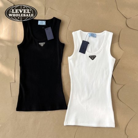 Prada Cotton Tank Top Black White