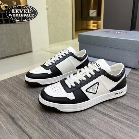 Prada Downtown Low Top Sneakers Leather White Black