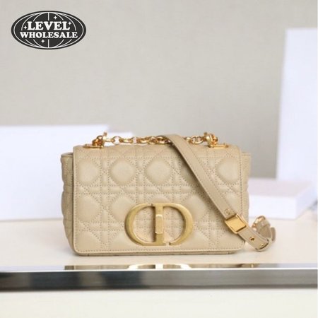 Small Dior Caro Bag Beige Soft Calfskin Cannage