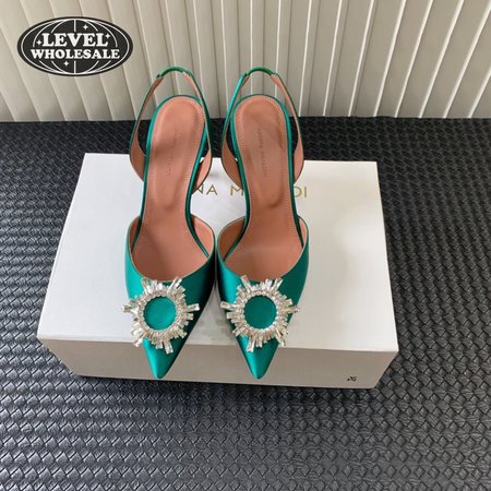 Amina Muaddi Camelia Crystal-Embellished Satin Slingback Courts