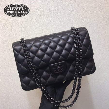 Chanel Classic Handbag Pearly Lambskin & Black-tone Metal Black