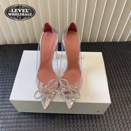 Amina Muaddi Rosie Glass Pointed Toe Pump