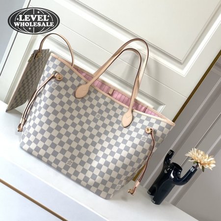 Neverfull Damier Azur GM Rose Ballerina Lining