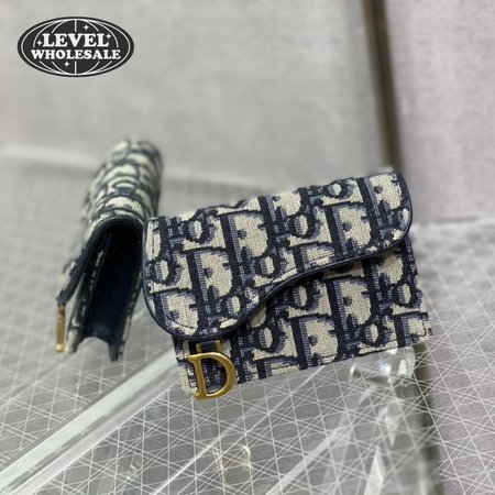 Dior Oblique Saddle Lotus Wallet Blue
