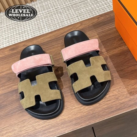 Hermes Suede Goatskin Chypre Sandals