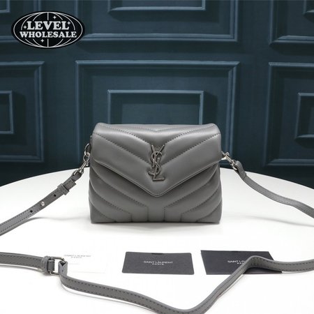 Saint Laurent Calfskin Y Quilted Monogram Toy Loulou Crossbody Bag