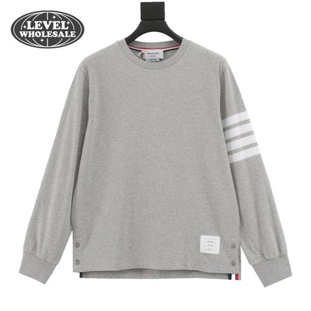 Thom Browne L/S Rugby Tee - Light Grey