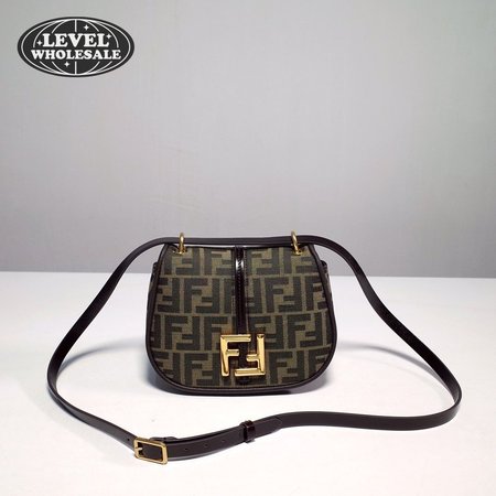 Fendi C Mon Small Brown FF Jacquard Fabric Bag
