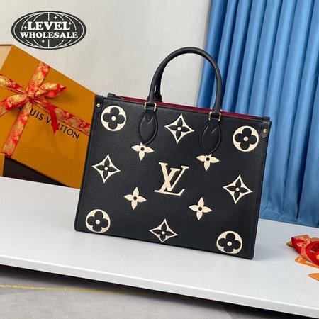 OnTheGo Tote MM Black/Beige Leather