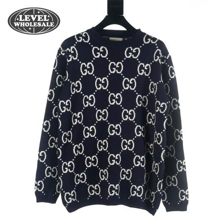Gucci GG All Over Crewneck Sweater Navy