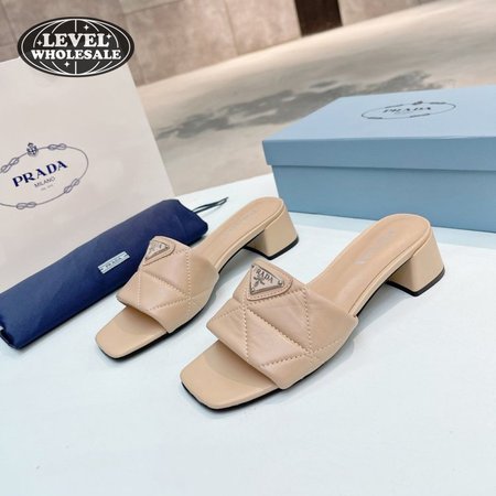 Prada Quilted Nappa Leather Heeled Sandals