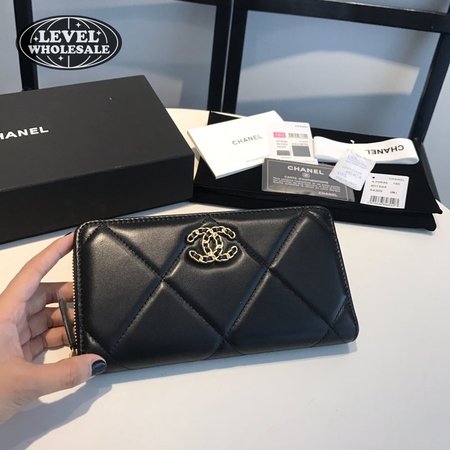 Chanel 19 Long Zipped Wallet Black