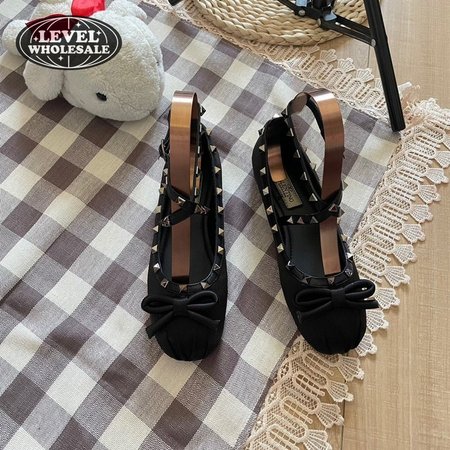 Valentino Rockstud Studded Satin Ballet Flats