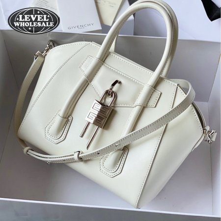 Givenchy Mini Antigona Lock Bag In Box Leather Ivory