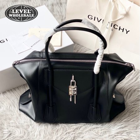 Givenchy Small Antigona Lock Bag In Box Leather Black