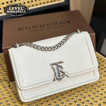 Burberry Leather Small TB Bag White