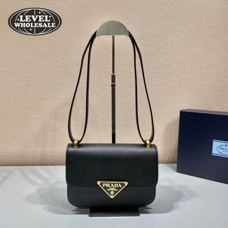 Prada Embleme Saffiano Shoulder Bag Black 1BD320