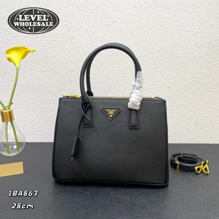 Prada Galleria Saffiano Leather Bag Medium Black 1BA863