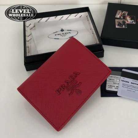 Prada Small Saffiano Leather Wallet Red 1MV204