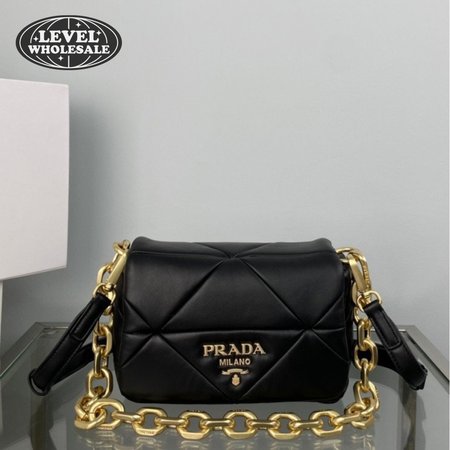 Prada System Nappa Patchwork Shoulder Bag Black 1BD292