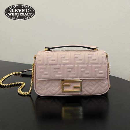 Fendi Baguette Chain Midi Pink Nappa Leather Bag