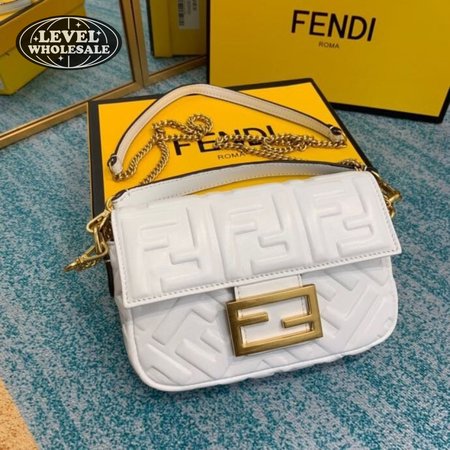 Fendi Baguette Mini White Leather Bag 8BS017A72VF15AO