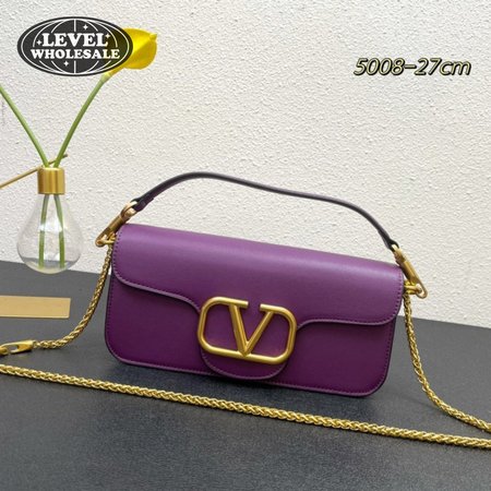 Valentino Loco Calfskin Shoulder Bag Prune WB0K30ZXL_ZA2