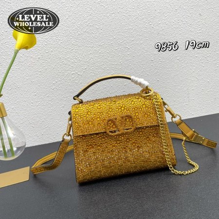 Valentino Mini Vsling Handbag With Rhinestones Gold
