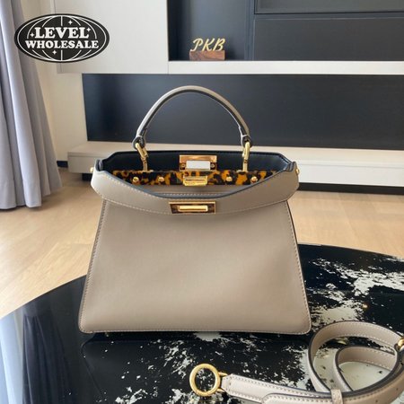 Fendi Peekaboo ISeeU Medium Dove Gray Leather Bag 8BN321AF2JF0E65