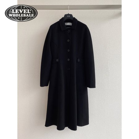 Dior Single-Breasted Long Double-Faced Cashmere Coat Black