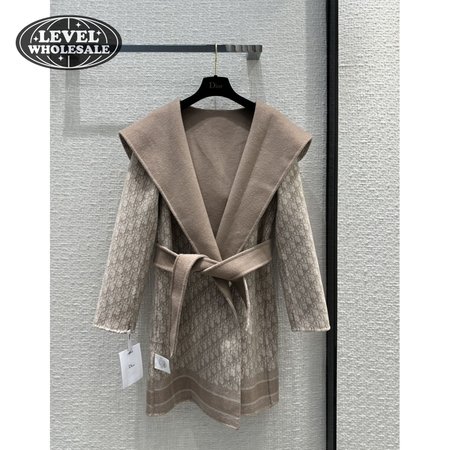 Dior Logo Reversible Wool Mid-Length Hooded Coat