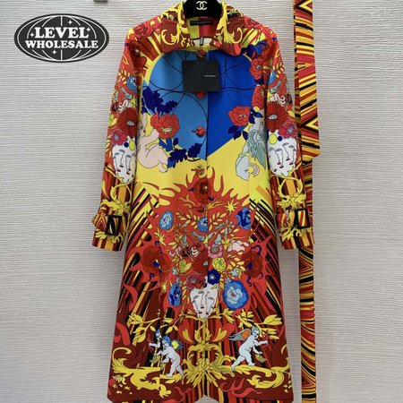 Dolce & Gabbana Cupid-Print Button-Down Lapel Slim-Fit Trench Coat